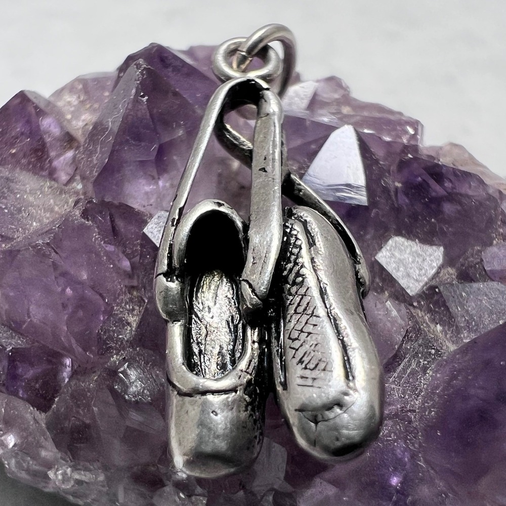 Sterling Silver Ballet Slippers Charm Pendant 925 Vintage Dancer Jewelry